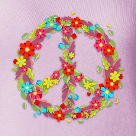 Peace symbol červené kvety