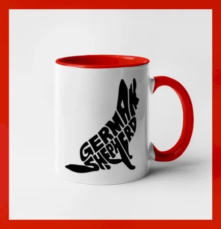 Nemecký ovčiak sediaci napis