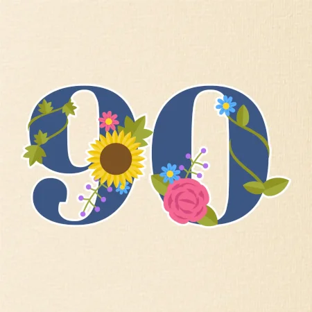 Kvetinové číslo kreslené - 90