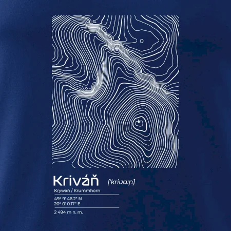 Kriváň - vrstevnice v obdĺžniku