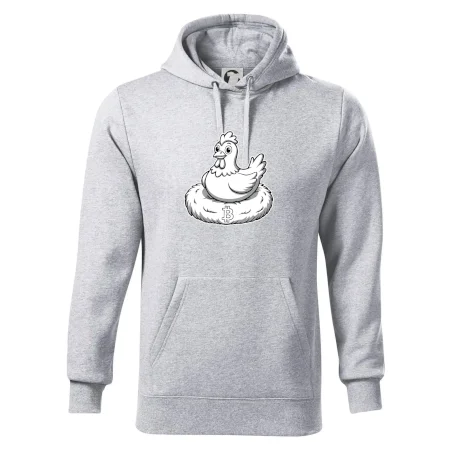 Kurča sediace na bitcoinovom hniezde