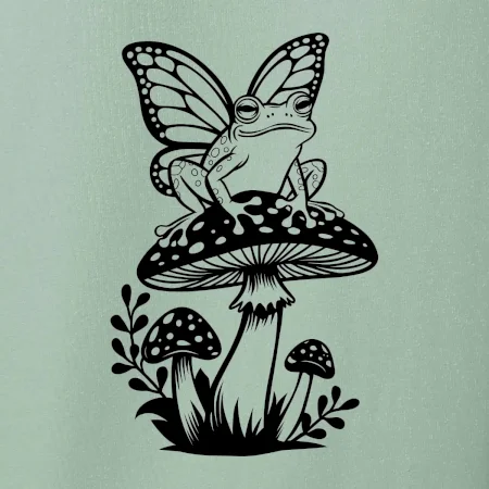 Goblincore čierna huba so žabou