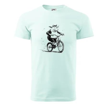 Tučná krava na bicykli