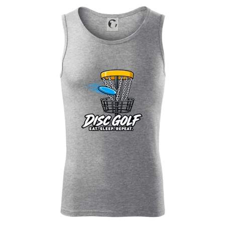 Discgolfový kôš s letiacim diskom eat sleep repeat