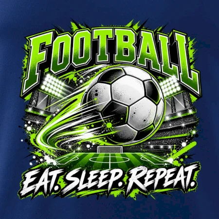 Futbalová lopta a štadión eat sleep repeat