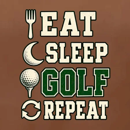 Eat sleep golf repeat typografie