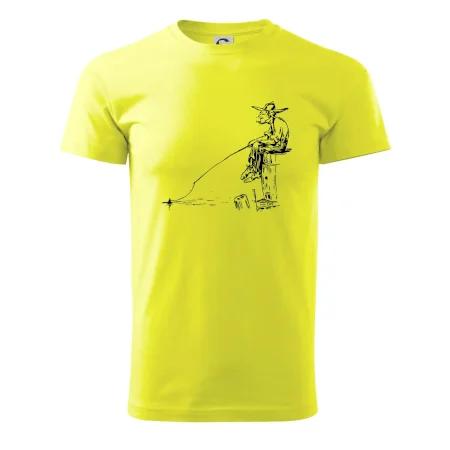 Kreslený rybár na pni