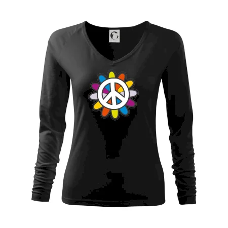 Peace symbol s kreslenou kvetinou