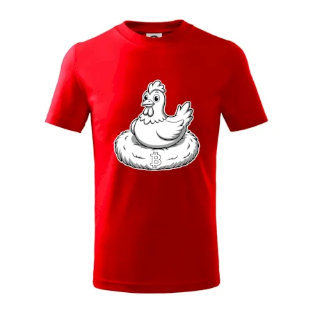 Kurča sediace na bitcoinovom hniezde