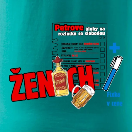 Tričko na rozlúčku s úlohami na chrbte + nápis ženích