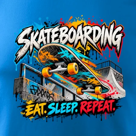 Skateboard ve street stylu eat sleep repeat