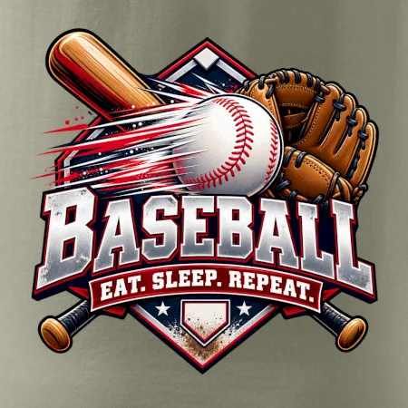 Baseballová pálka s rukavicou eat sleep repeat