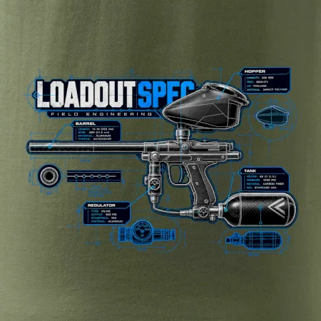 Technický výkres výstroja pre paintball