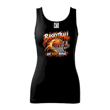 Basketbalový kôš s loptou eat sleep repeat