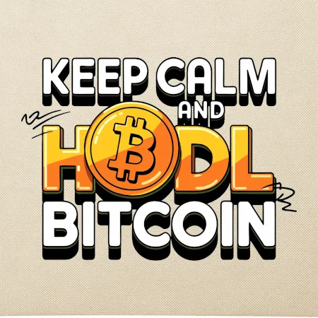 3D nápis Keep Calm and HODL Bitcoin