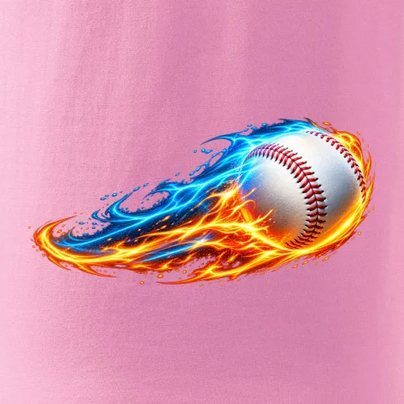 Letící baseballový míček v plamenech
