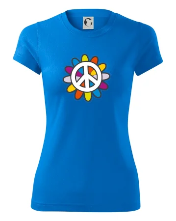 Peace symbol s kreslenou kvetinou