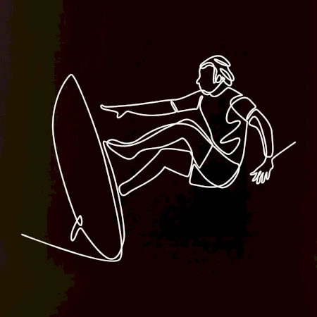 Surfer na vlne jedným ťahom