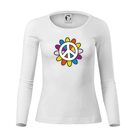 Peace symbol s kreslenou kvetinou