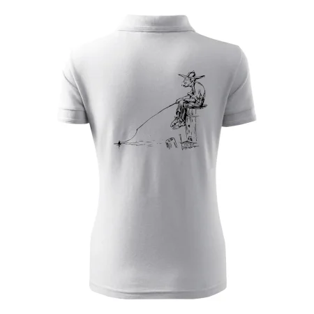 Kreslený rybár na pni