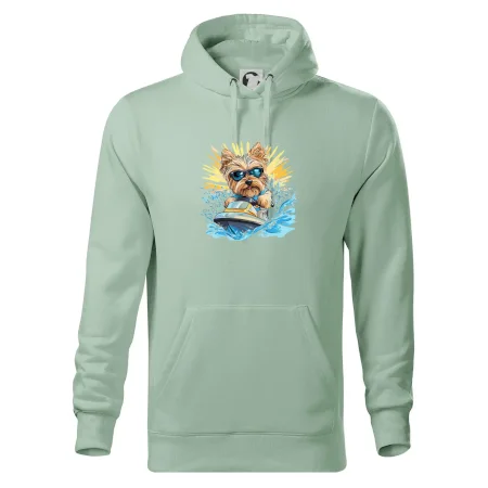 Yorkšírsky teriér na vodnom skútri