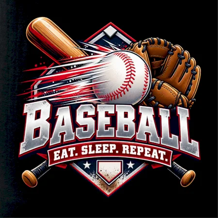 Baseballová pálka s rukavicou eat sleep repeat