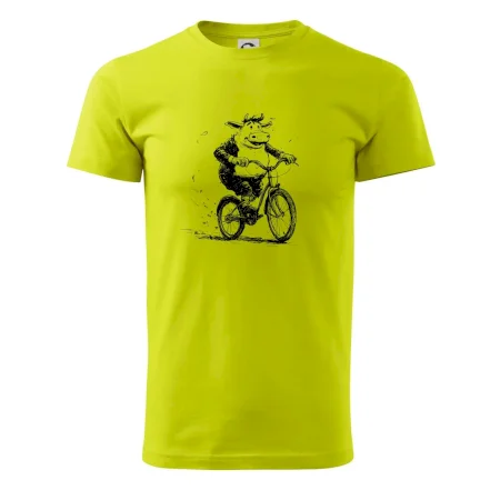 Tučná krava na bicykli