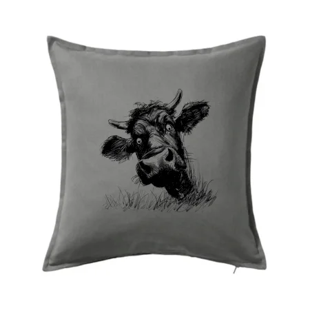 Čiernobiela karikatúra čierna krava hlava