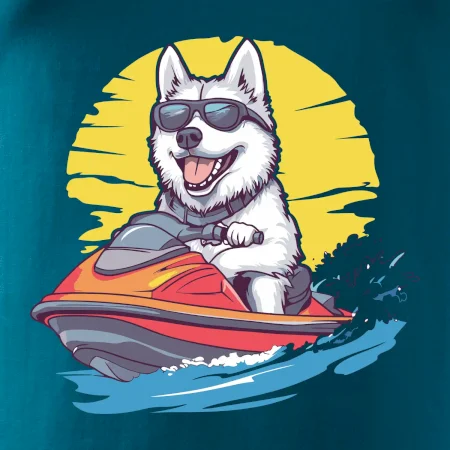 Husky na vodnom skútri
