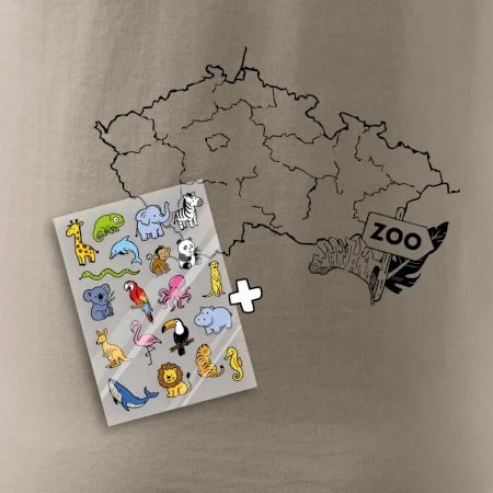 Tričko s mapou + ZOO nažehlovačky