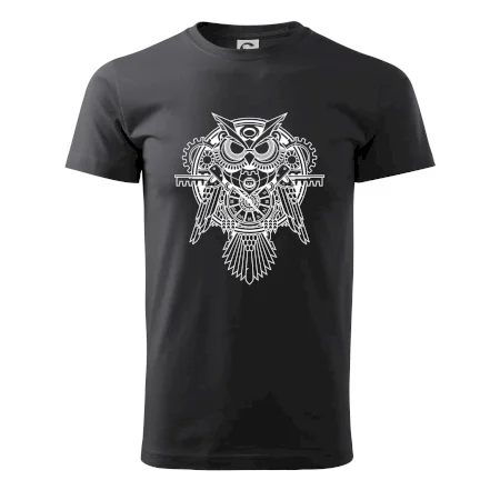 Steampunk sova čiernobiela