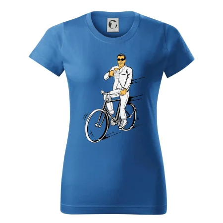 Gentleman na bicykli s pivom