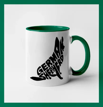 Nemecký ovčiak sediaci napis