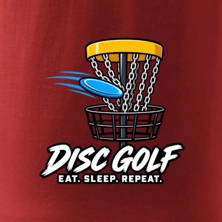 Discgolfový kôš s letiacim diskom eat sleep repeat