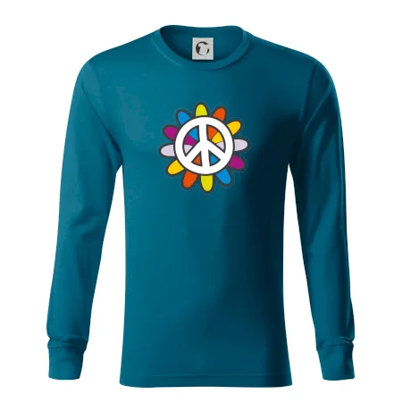 Peace symbol s kreslenou kvetinou