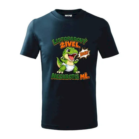 Novembrový živel zelený dinosaurus rex v plienke