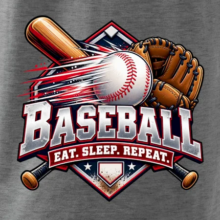 Baseballová pálka s rukavicou eat sleep repeat