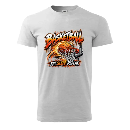 Basketbalový kôš s loptou eat sleep repeat