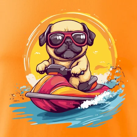 Mops na vodnom skútri