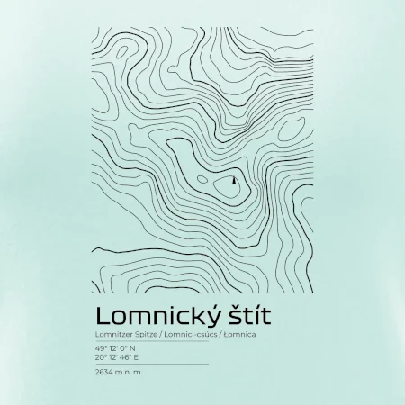 Lomnický štít - vrstevnice v obdĺžniku