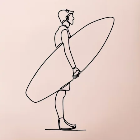 Surfer stojaci jedným ťahom