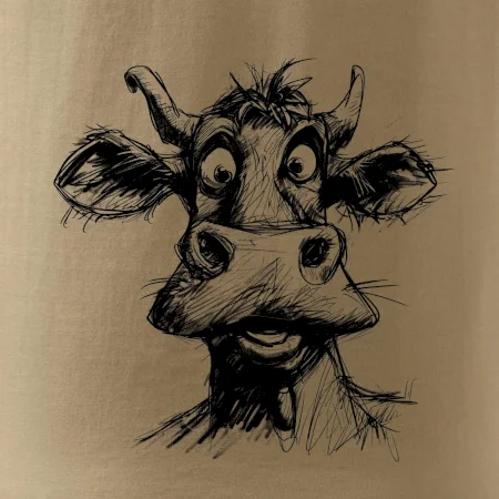 Čiernobiela karikatúra svetlá krava hlava