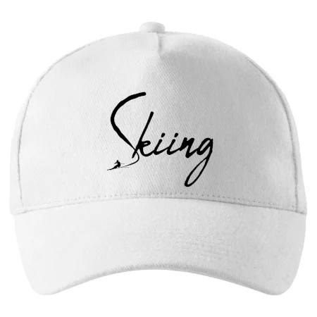 Skiing nápis lyžiar
