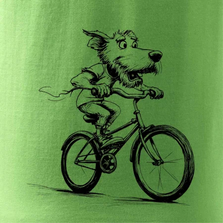 Pes na bicykli