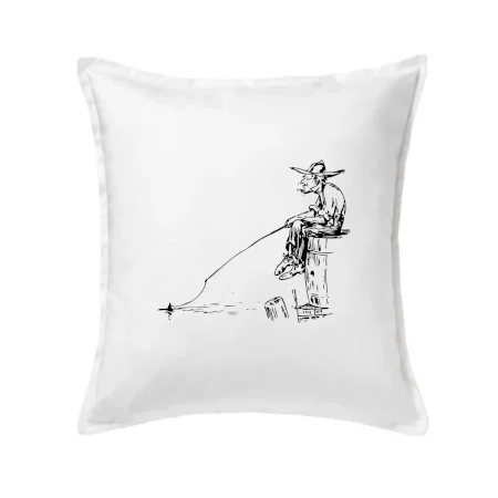 Kreslený rybár na pni