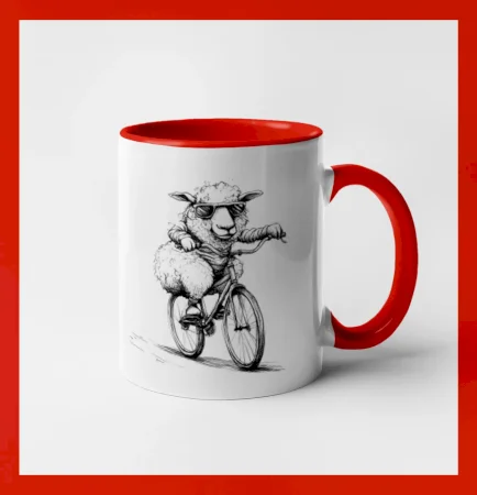 Ovce s okuliarmi na bicykli