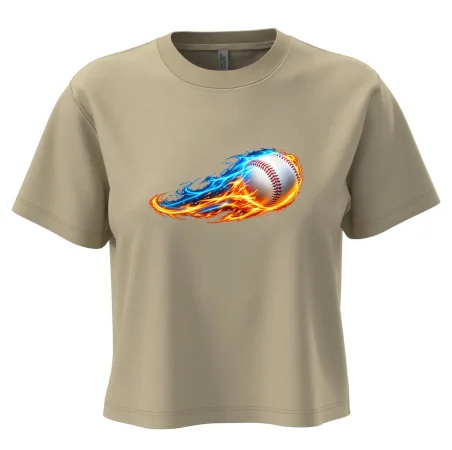 Letící baseballový míček v plamenech