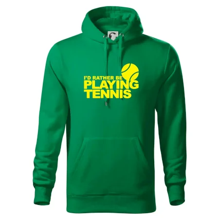 Playing tennis