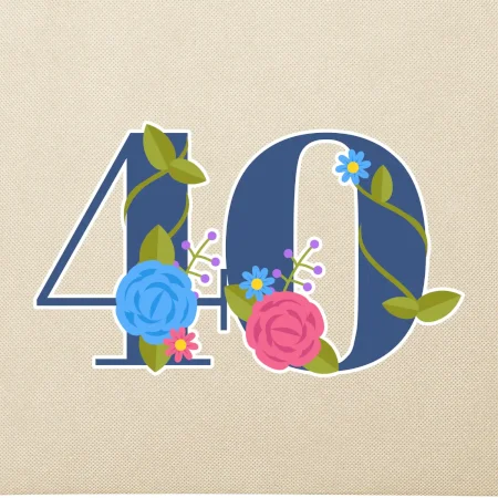 Kvetinové číslo kreslené - 40