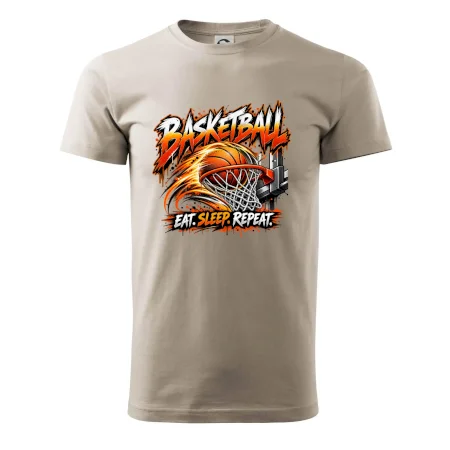 Basketbalový kôš s loptou eat sleep repeat